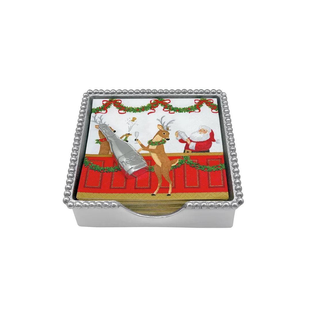 Holiday Champagne Beaded Napkin Box Set