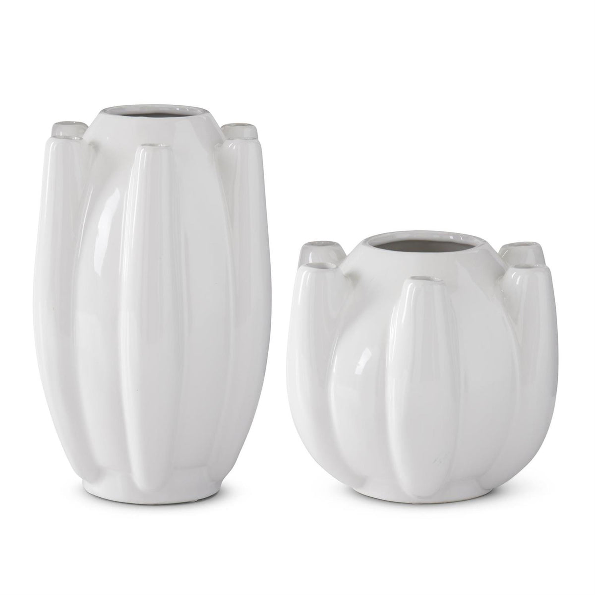 White Stoneware Tulipiere Vases