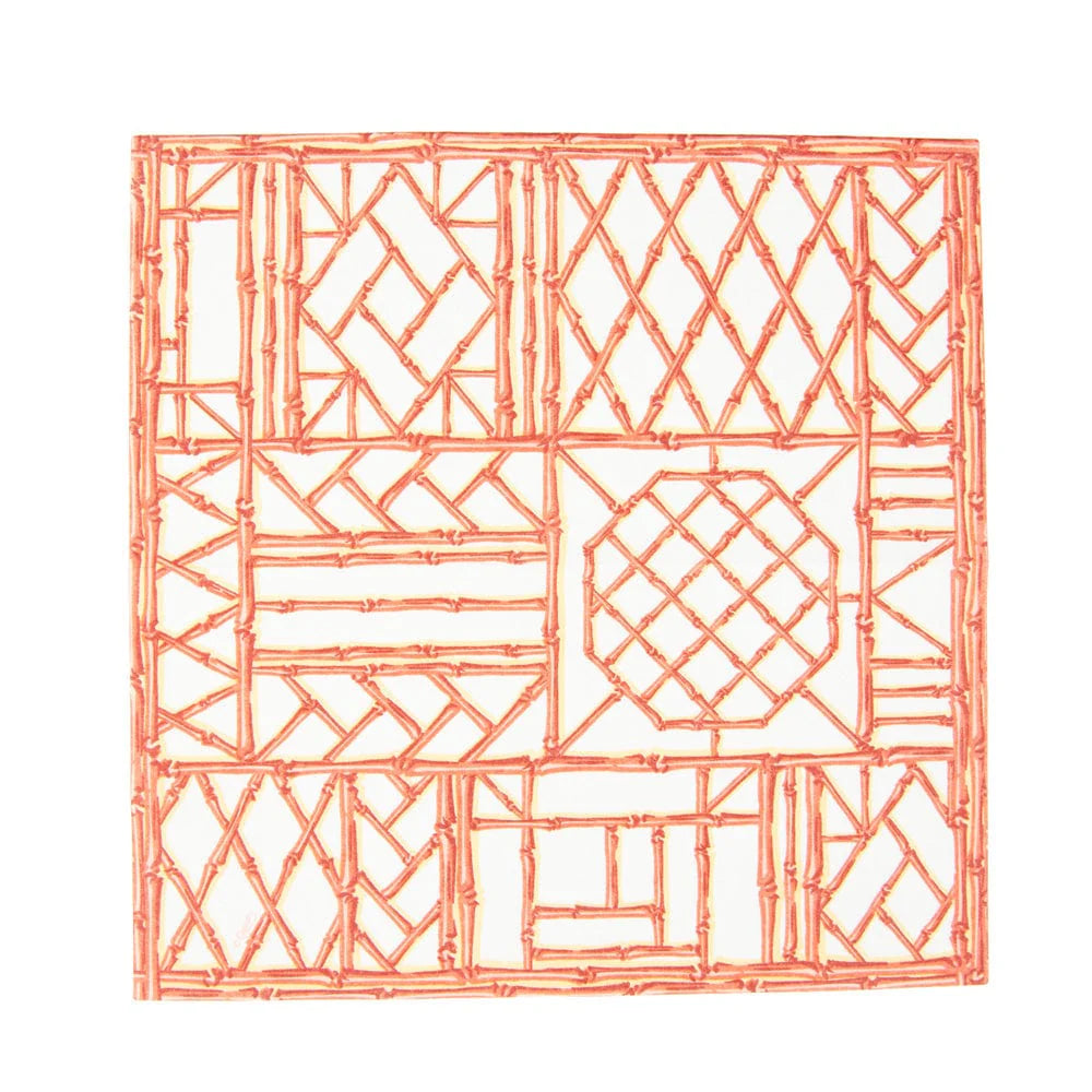 Bamboo Screen Coral-Paper Linen Napkin Airlaid Cocktail-15 In