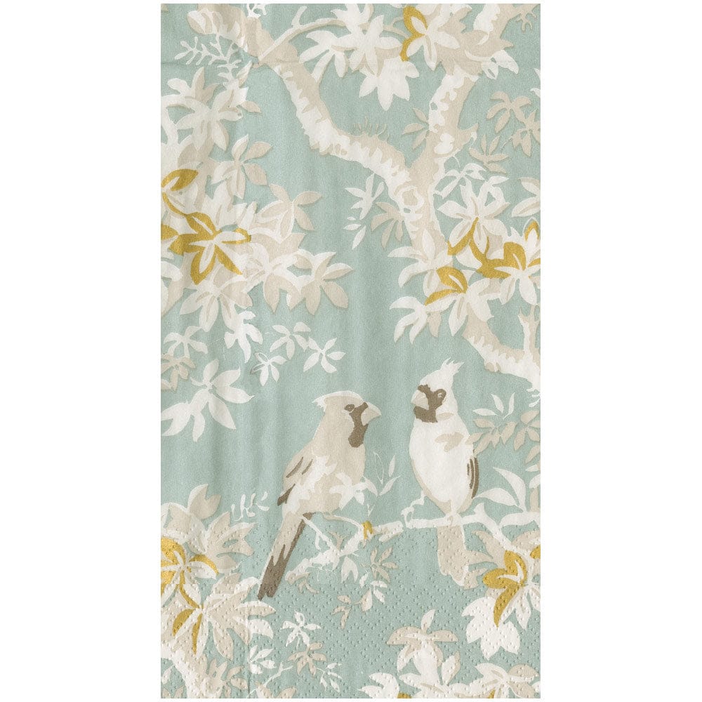 Caspari Scenic Songbirds Celadon Napkin, Guest