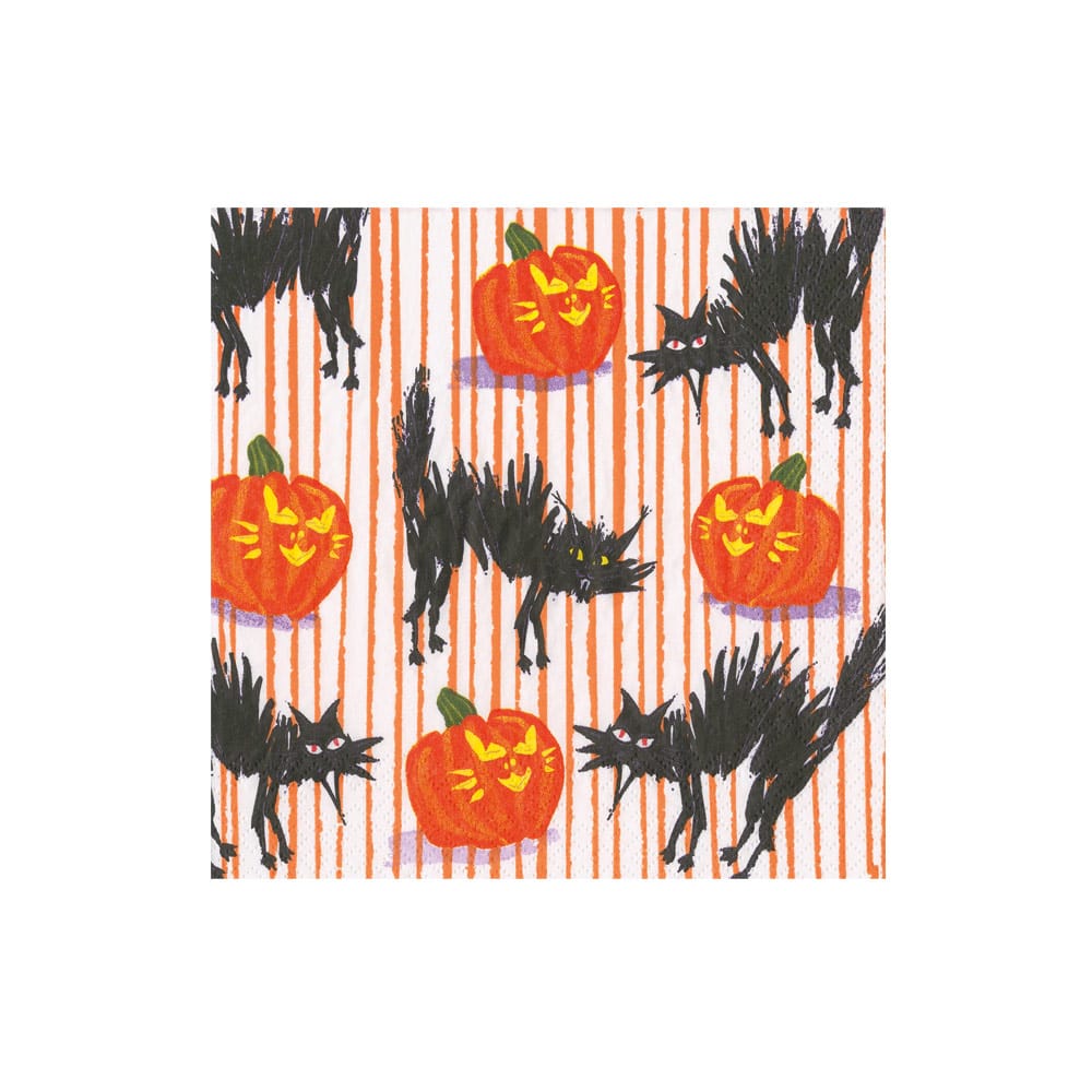 Caspari Halloween Cats Napkin, Cocktail