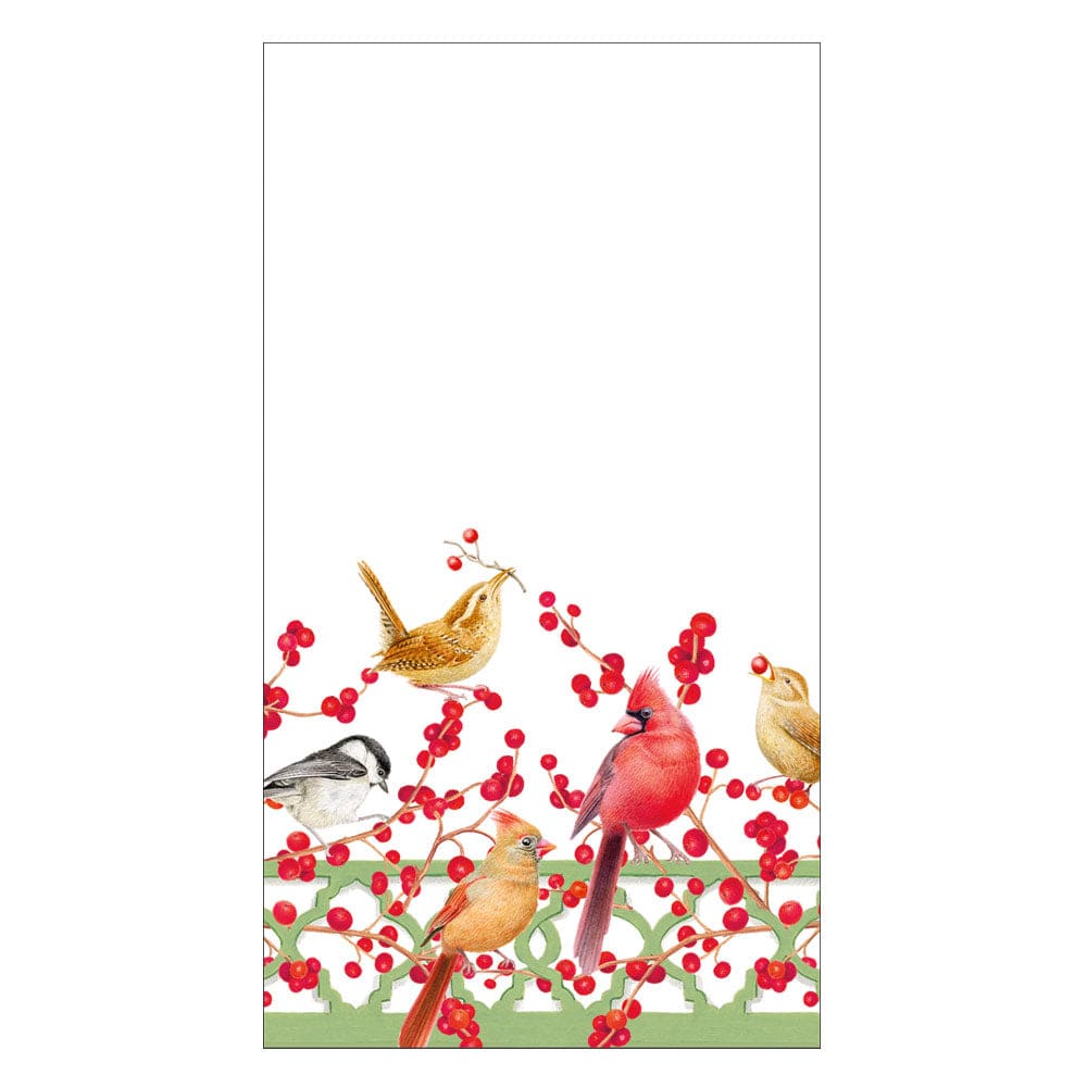 Caspari Winter Birds and Berries Recycled Napkin, Guest
