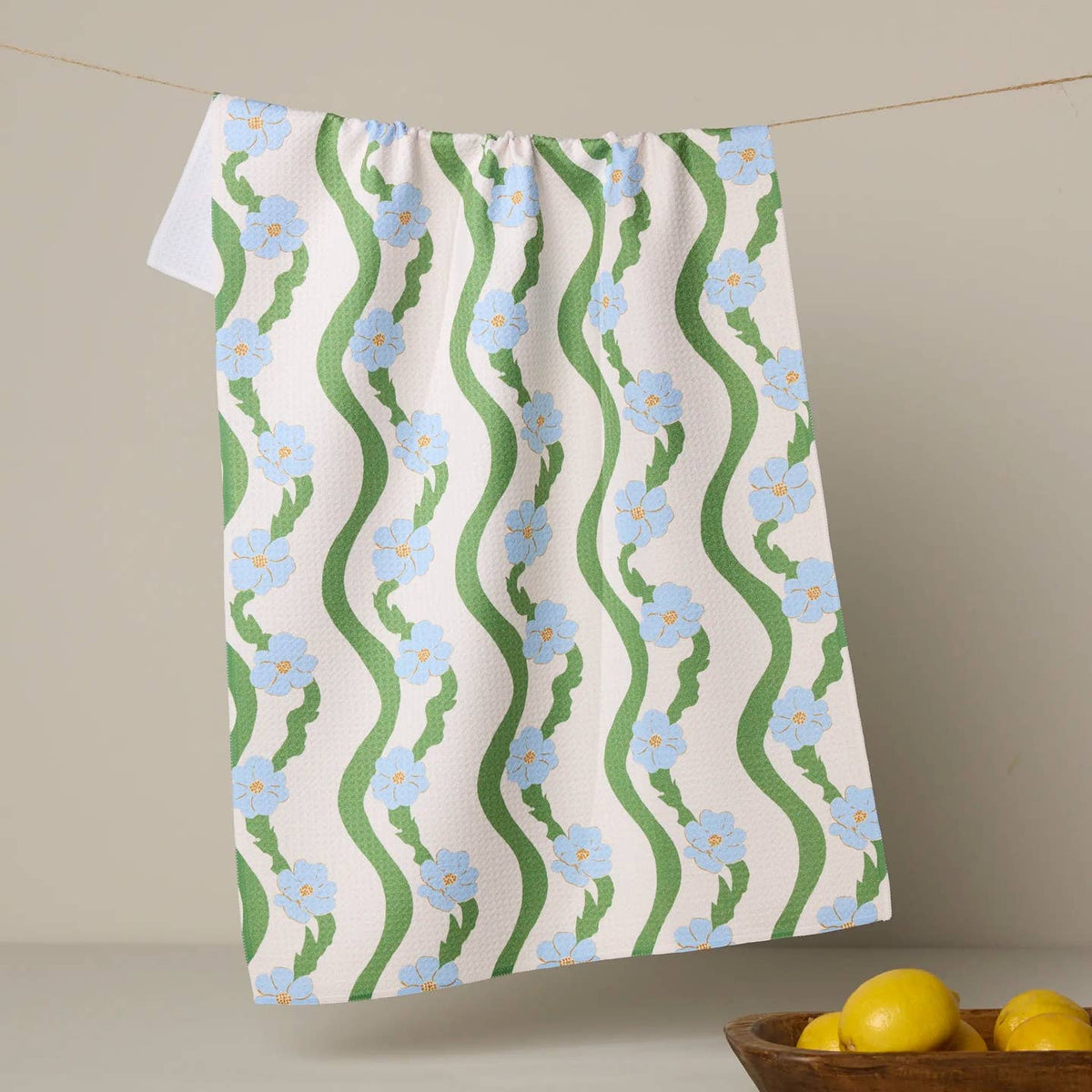 Wavy Flowers Tea Towel