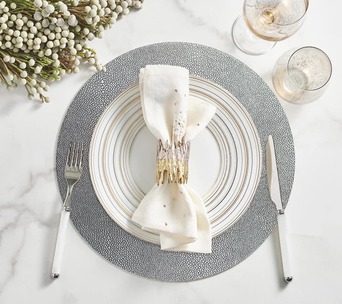 Starburst Napkin in White, Gold & Silver
