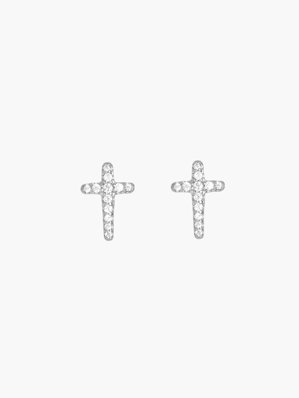 Rizen Jewelry Luminous Cross Pavé Stud Earrings, Sterling silver
