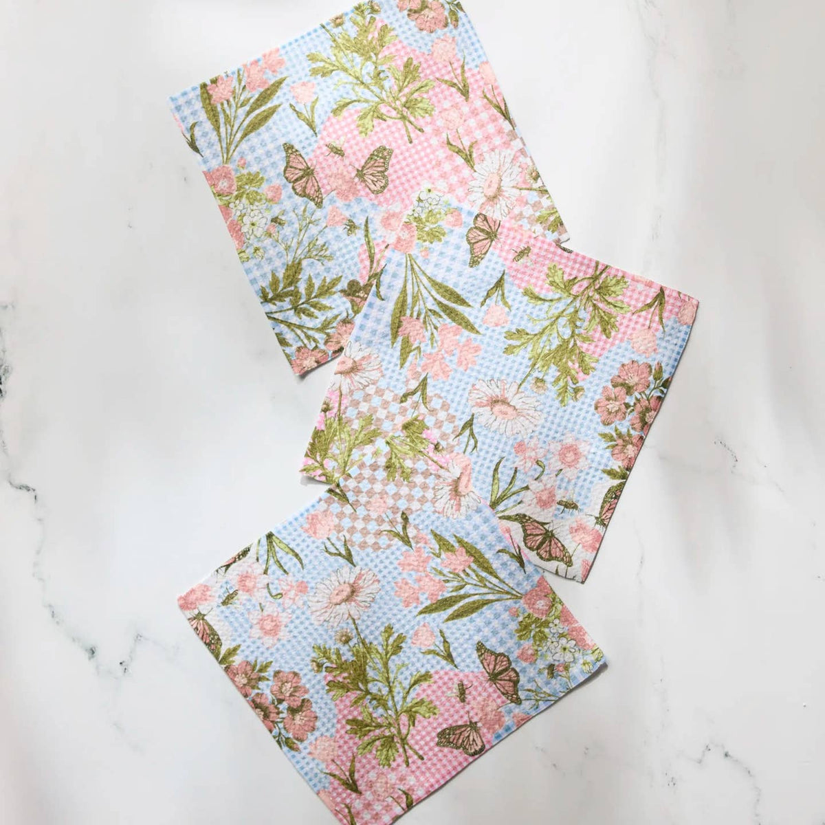 Floral Collage Dishcloth Set of 3