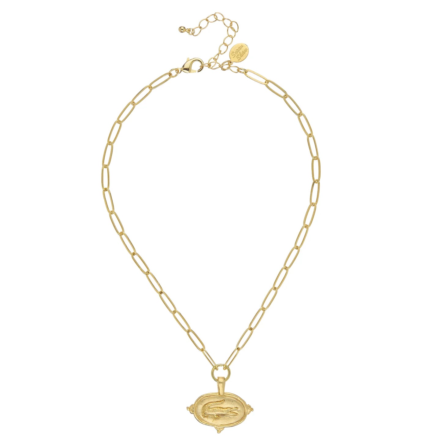 Alligator Intaglio Paperclip Necklace