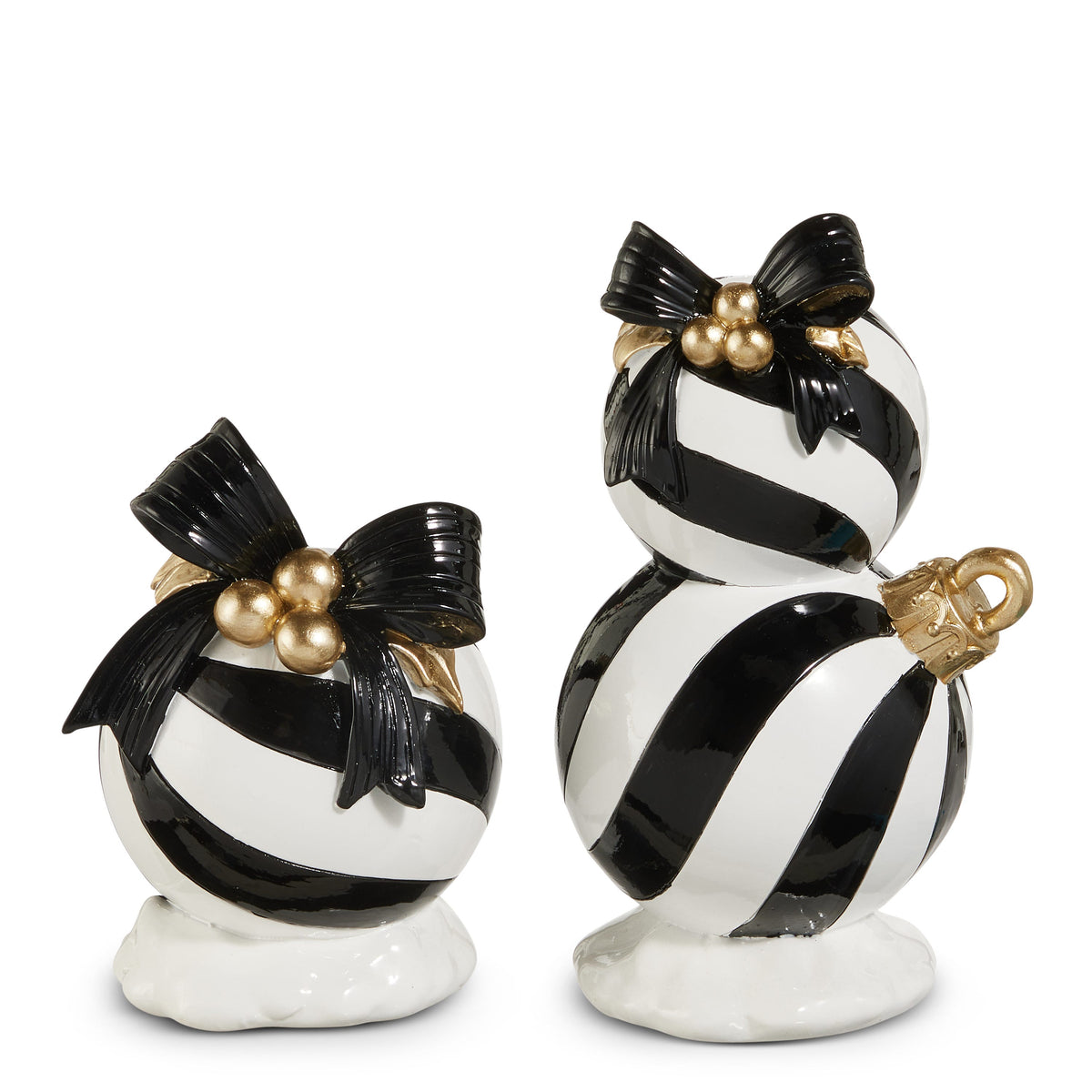 Raz Imports 5.5" Black and White Stripe Ornament Candle Holder
