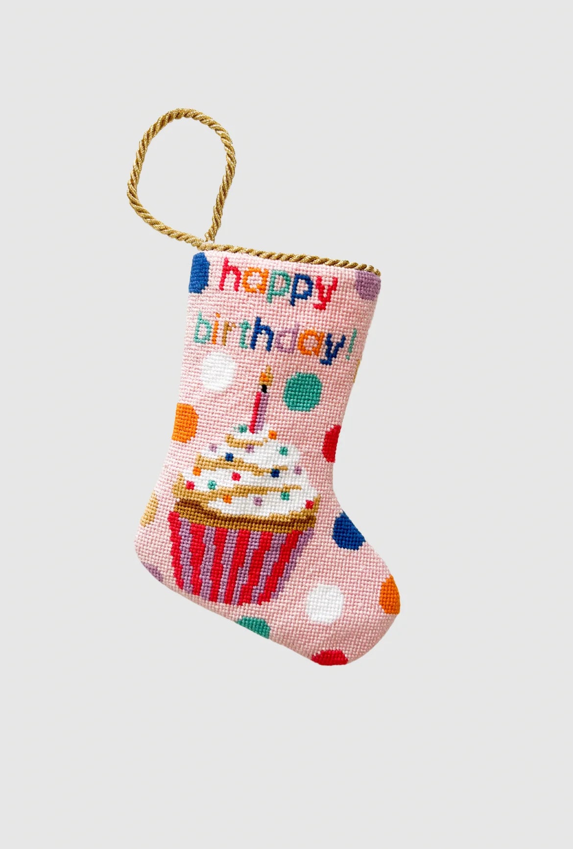 Pink Happy Birthday Bauble Stocking