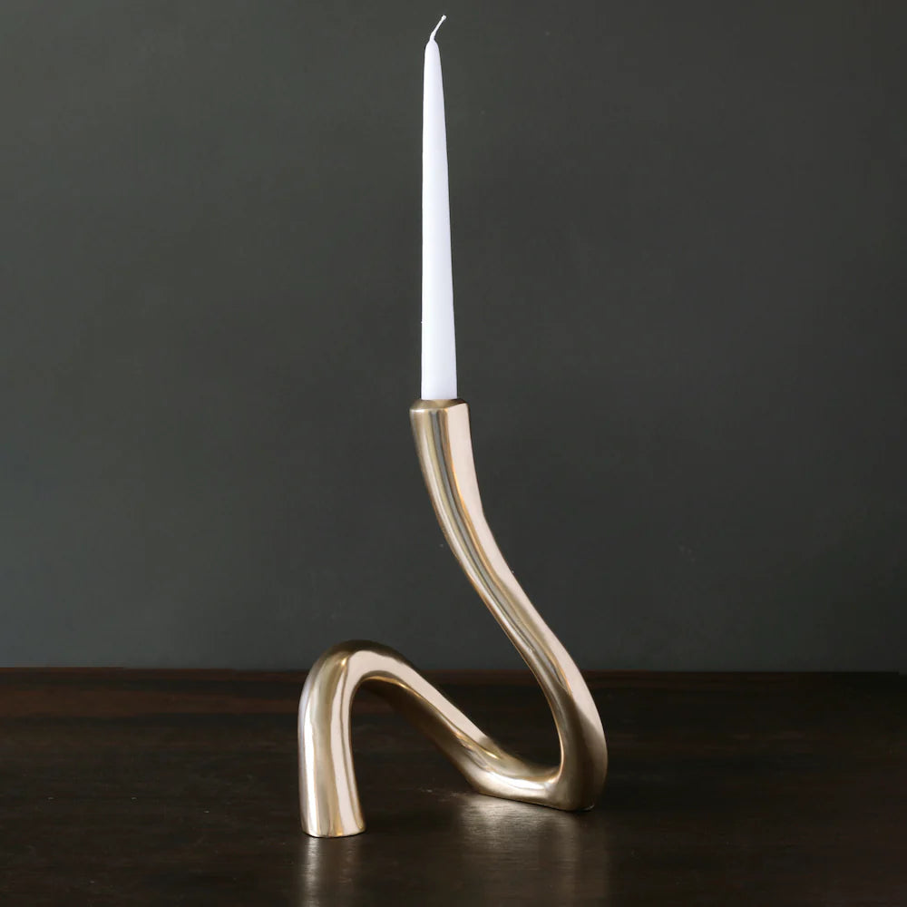 Sierra Modern Gold 11" Serpente Candlestick