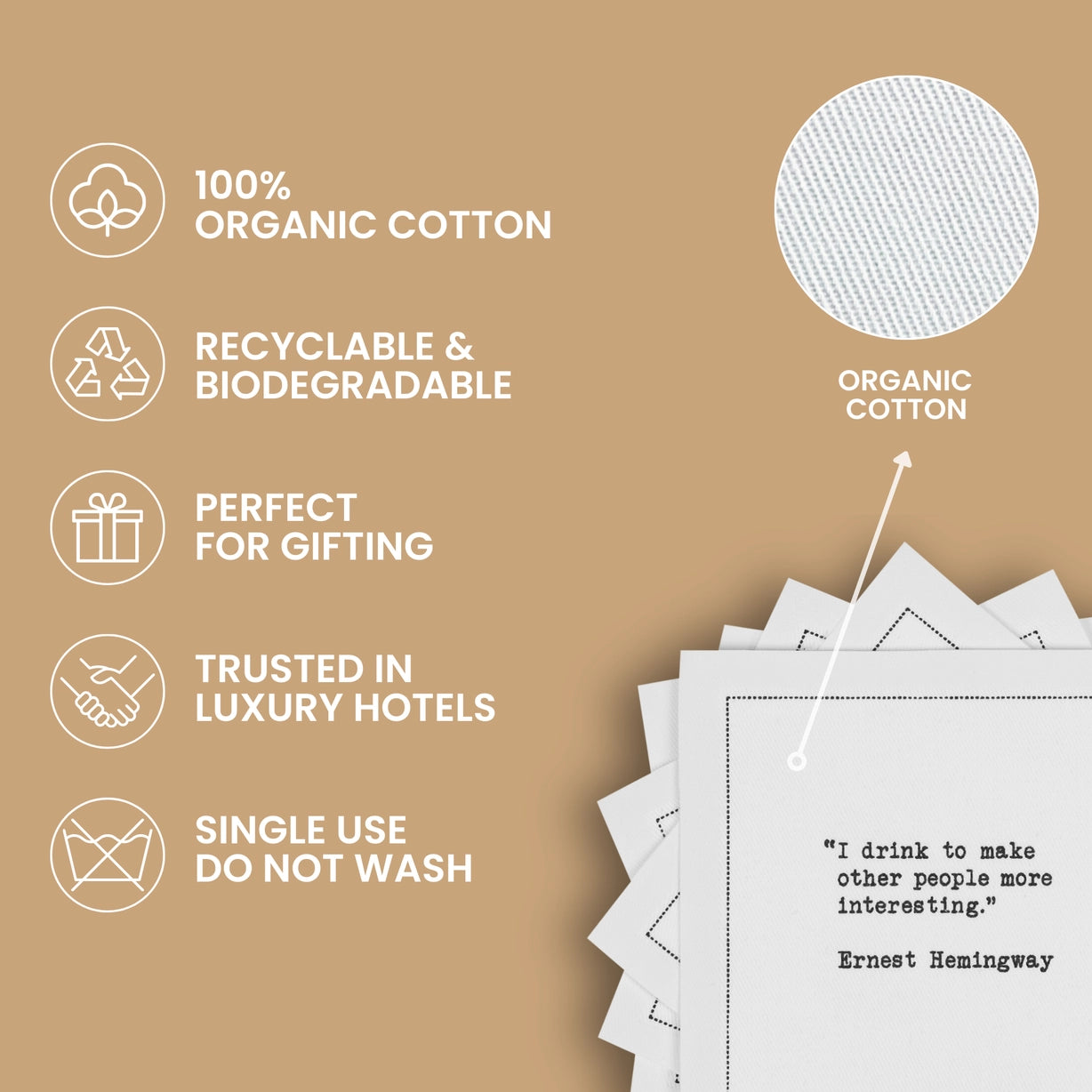 Wine Quotes - White Cotton Cocktail Napkins