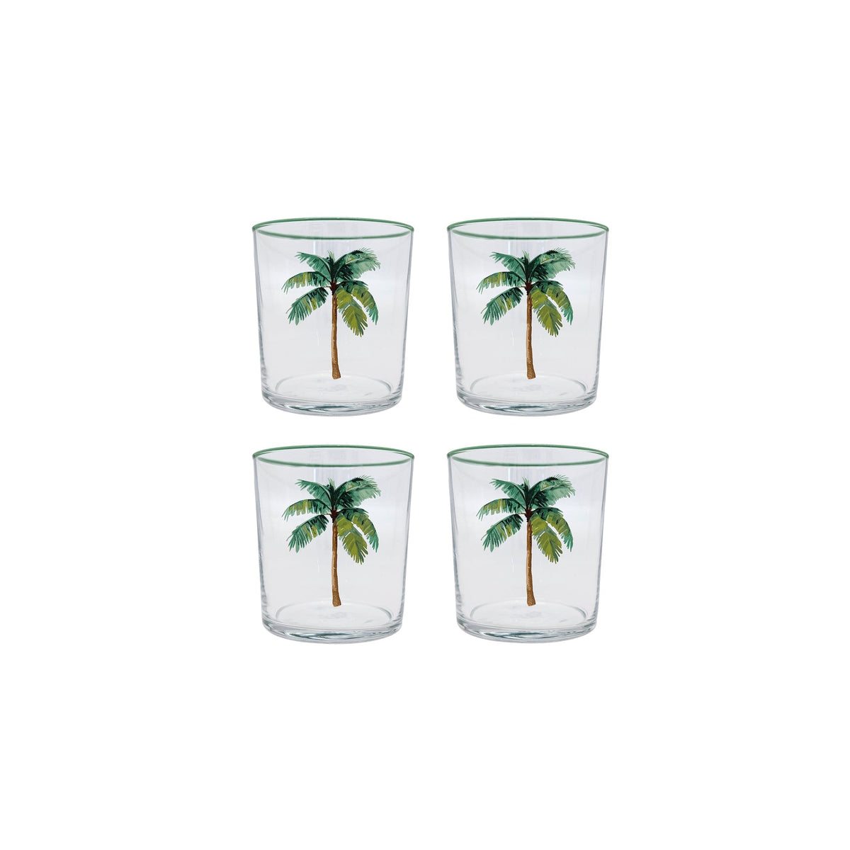 Palm Tree Suite of 4 Double Old Fashioned
Glasses
