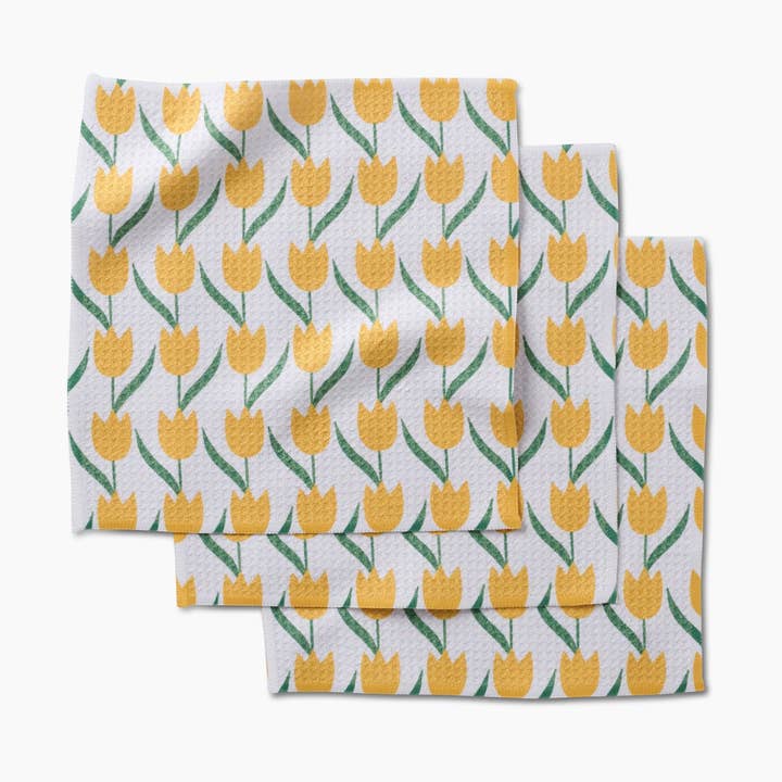 Spring Tulip Flowers Dishcloth Set of 3