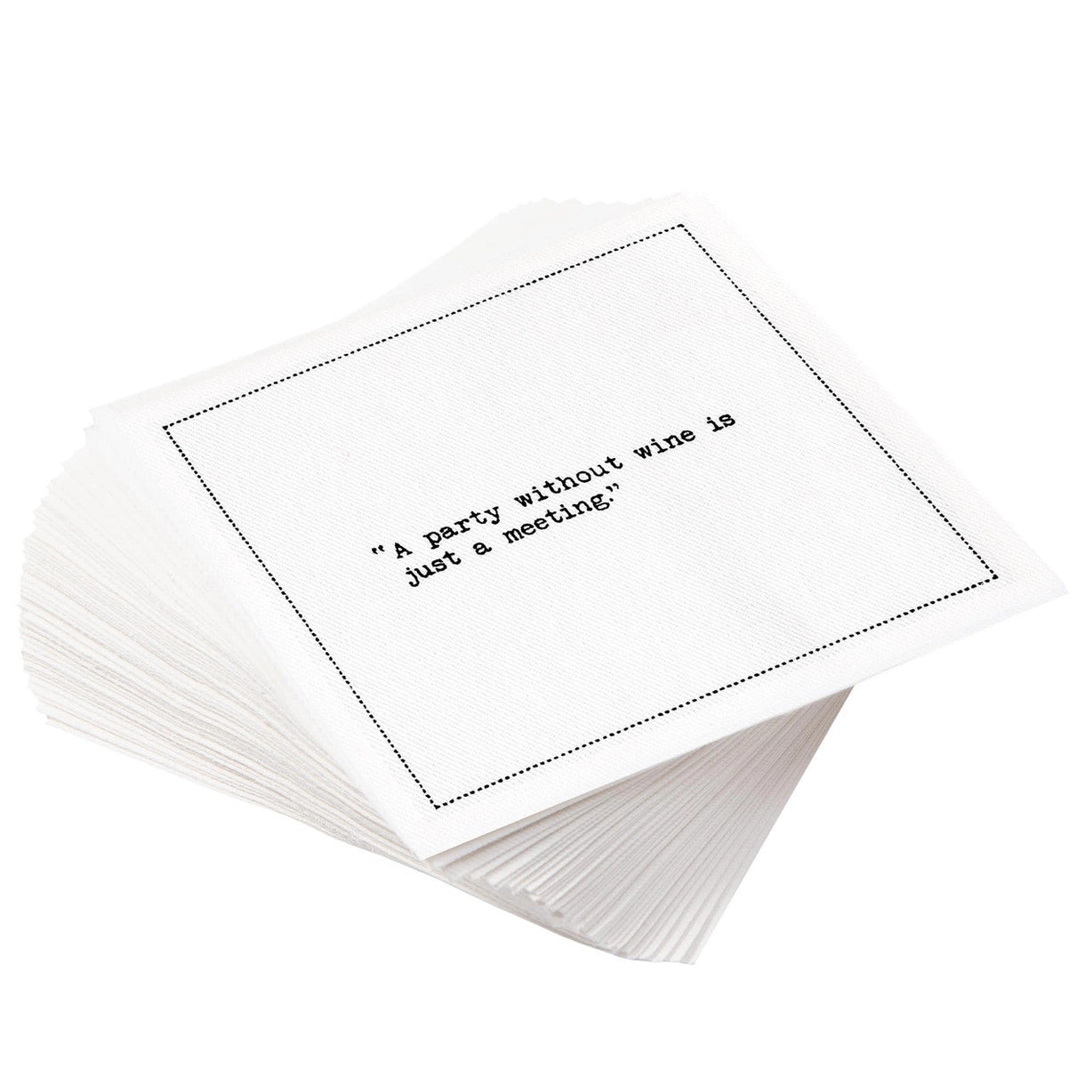 Wine Quotes - White Cotton Cocktail Napkins