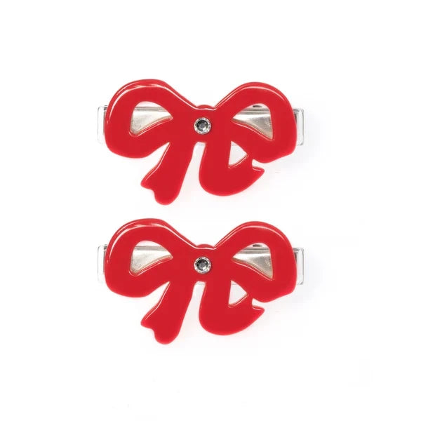 Bows Fancy Red Hair Clips