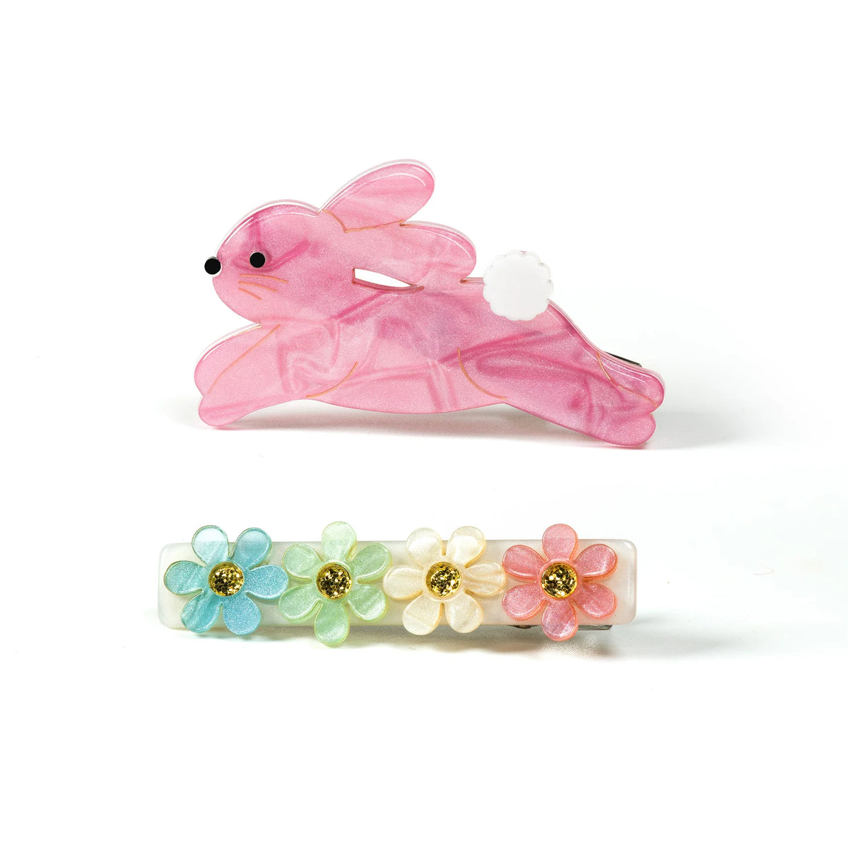 Hop Bunny Pearlized Pink Hair Clips