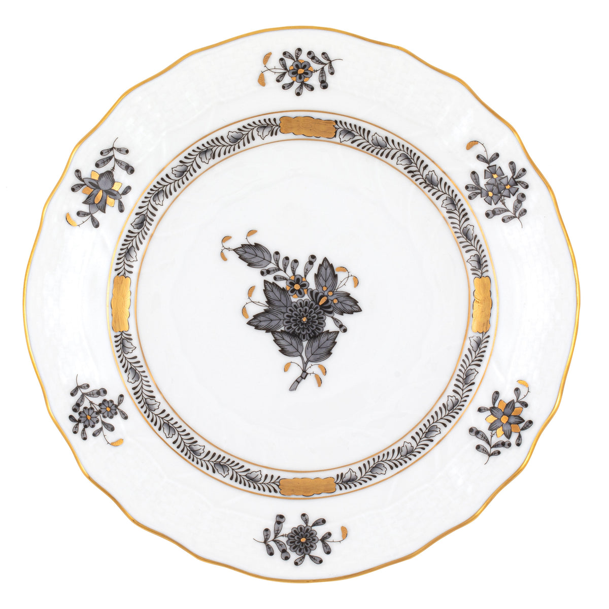 Chinese Bouquet Black Bread and Butter Plate
