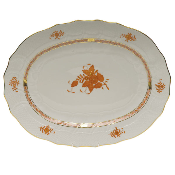 Chinese Bouquet Rust Platter, 17″ long x 12.5″ wide