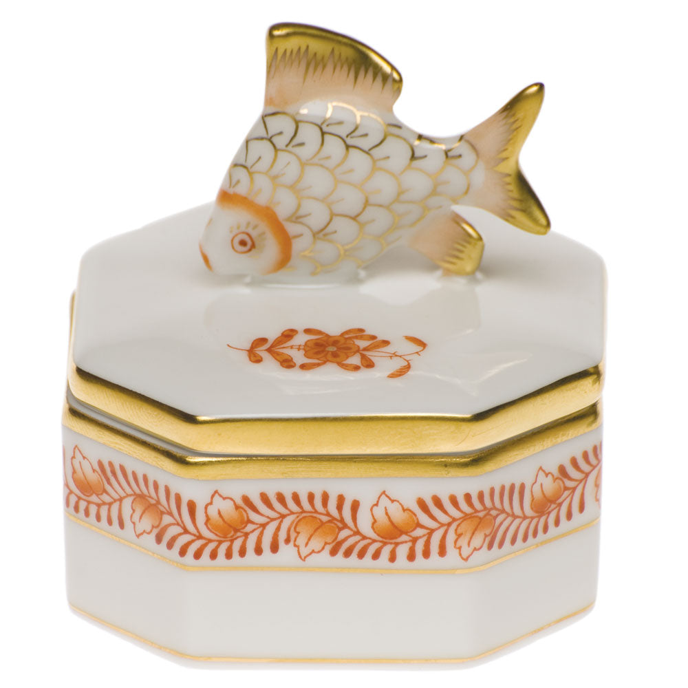 Chinese Bouquet Rust Petite Octagonal Box, Motif 28