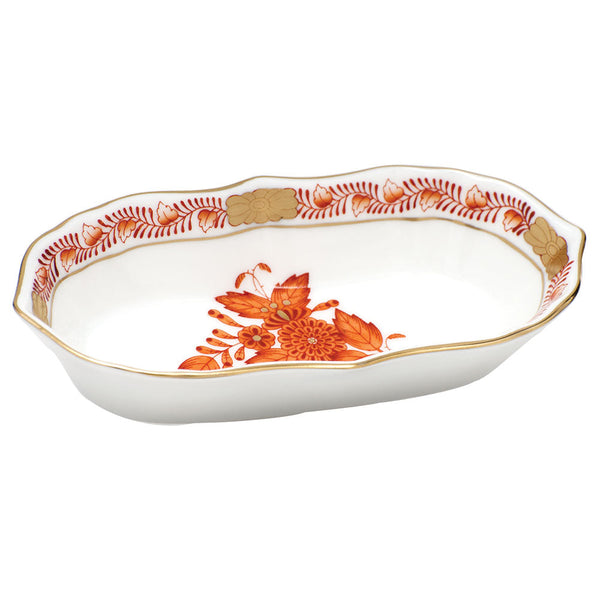 Chinese Bouquet Rust Narrow Pin Dish