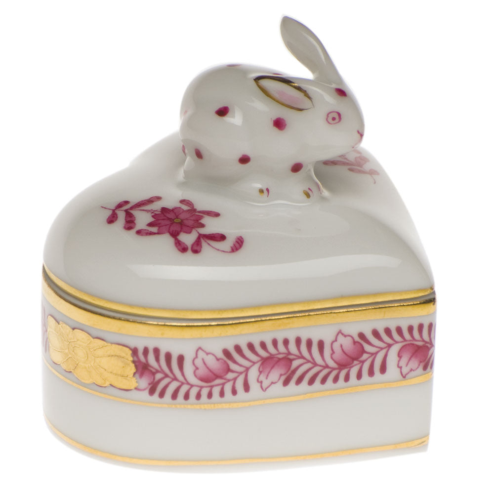 Chinese Bouquet Raspberry Heart Box with Bunny, Motif 25