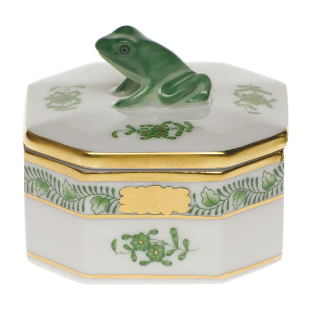 Chinese Bouquet Garland Green Small Octagonal Box - Frog, Motif 39