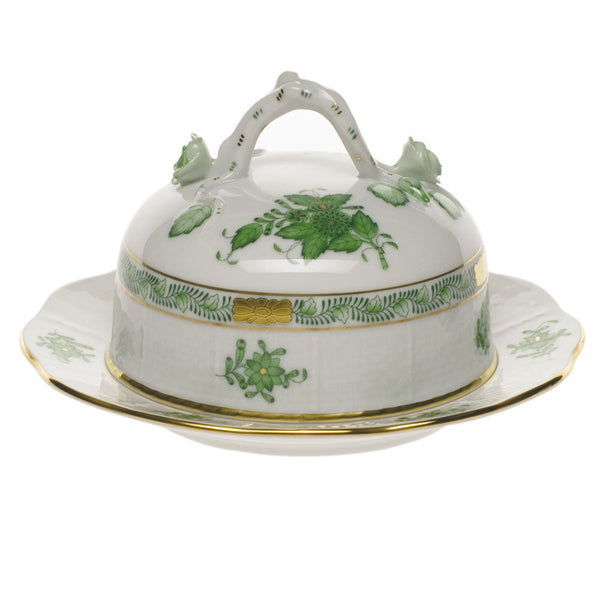 Chinese Bouquet Green Covered Butter Dish, Motif 2