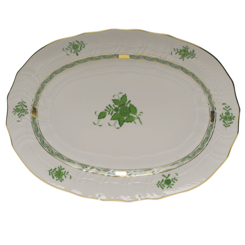 Chinese Bouquet Green Platter, 15″ long x 11.5″ wide
