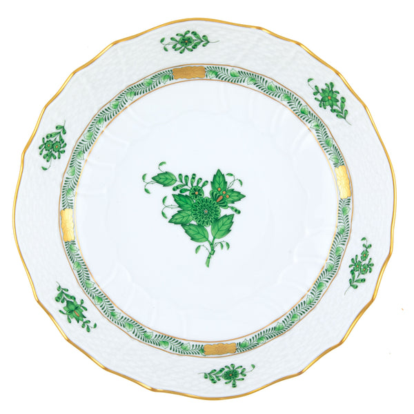 Chinese Bouquet Green Scalloped Dinner Bowl