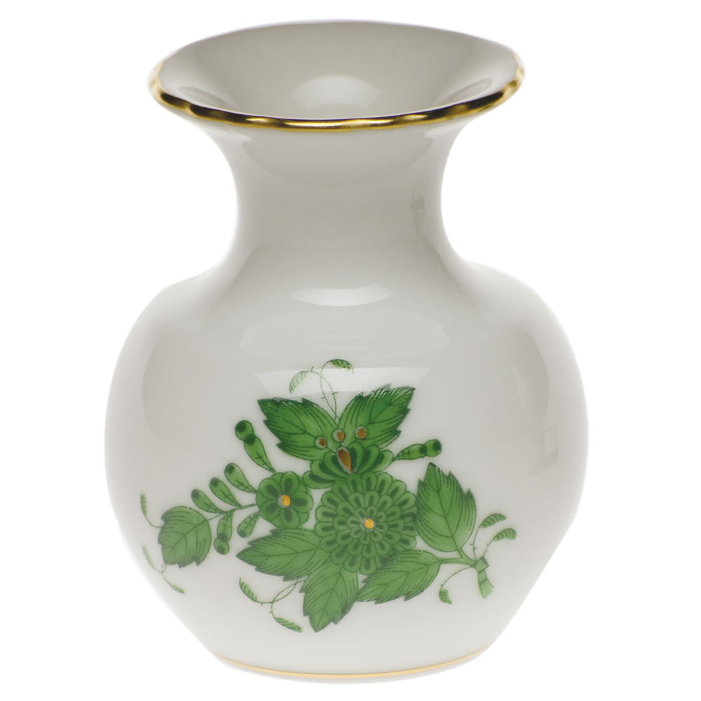 Chinese Bouquet Green Medium Bud Vase with Lip