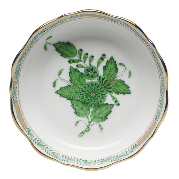 Chinese Bouquet Green Mini Scalloped Dish