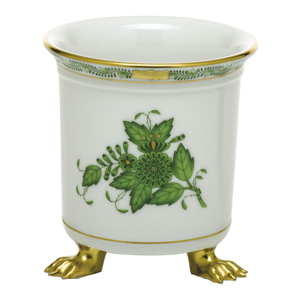Chinese Bouquet Green Mini Cachepot with Feet