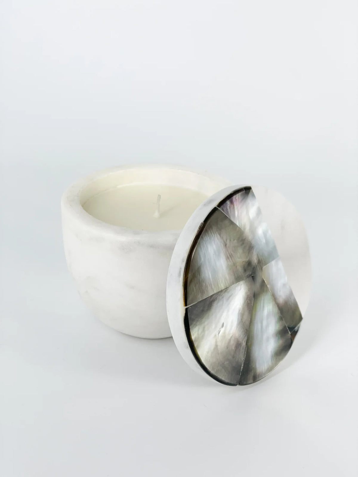 Grey Mother of Pearl Lavender Candle