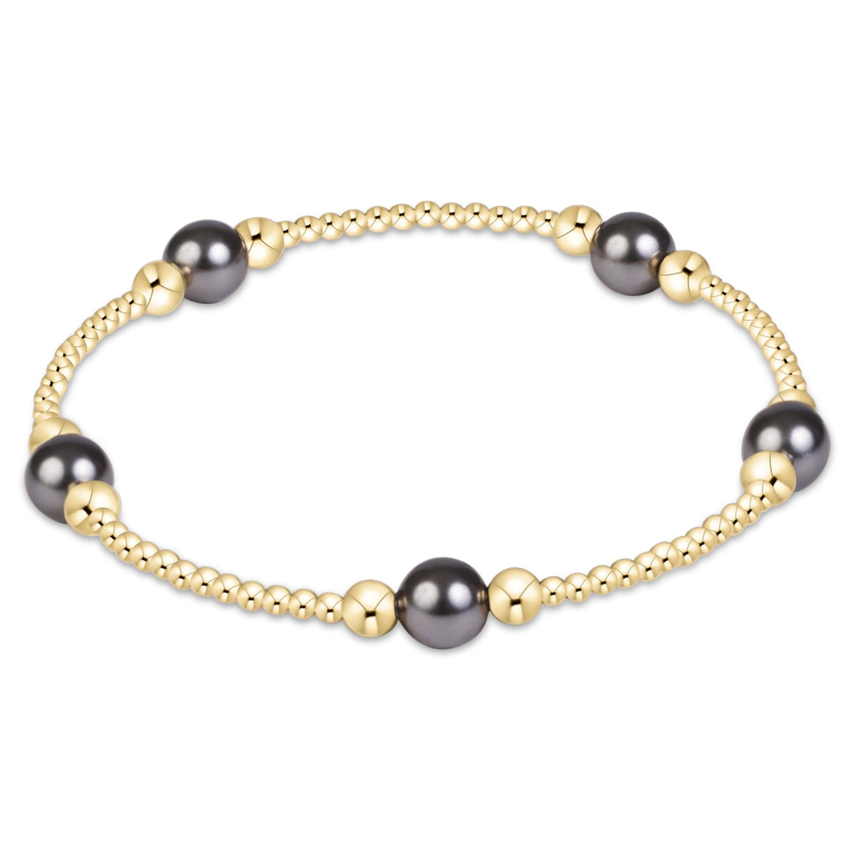 enewton Purpose Pearl Dark Grey 6mm Gold Bracelet