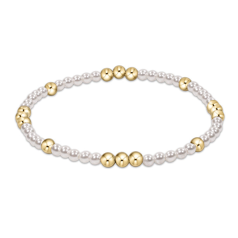 Worthy Pattern 3mm Bead Bracelet - Pearl