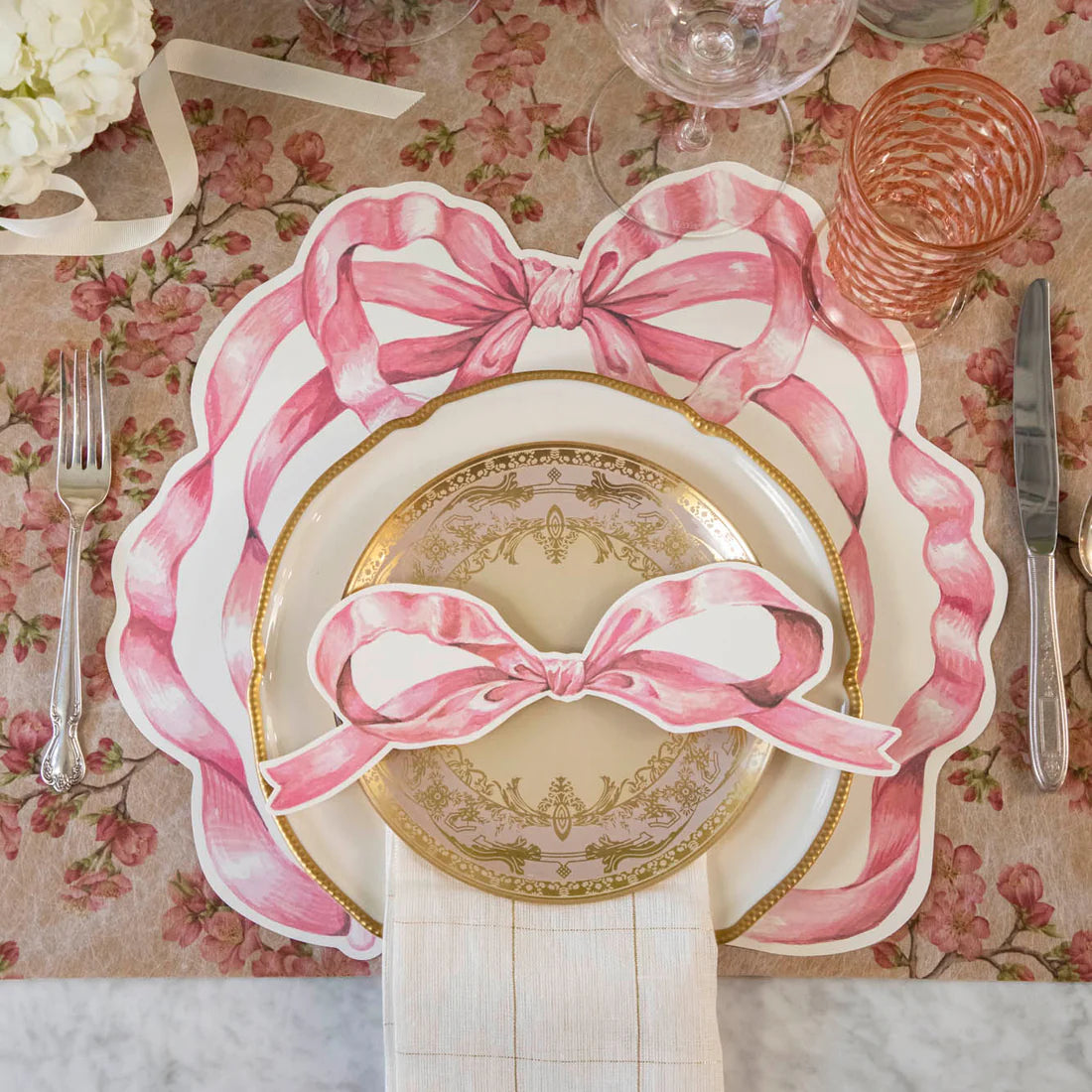 Die-Cut Pink Bow Placemat