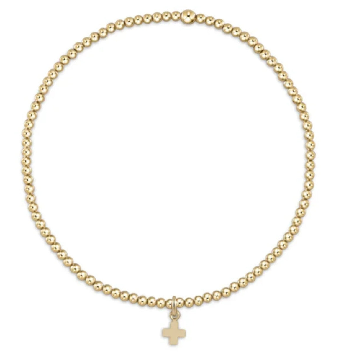 Classic Gold Bead Bracelet - Signature Cross Gold Charm
