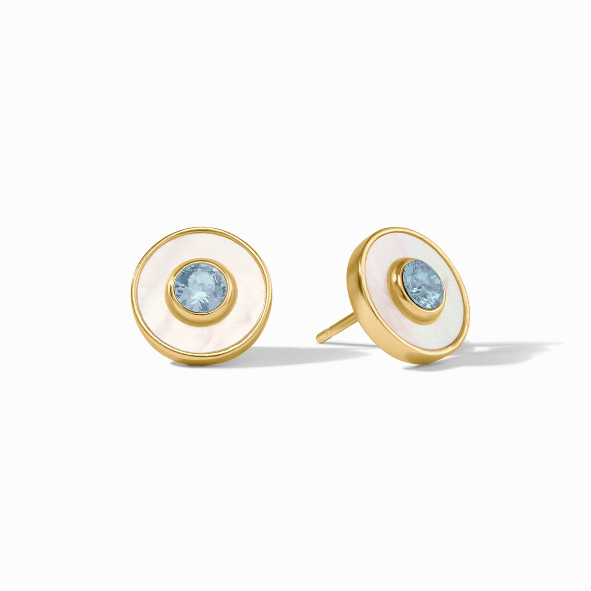 Julie Vos Colette Circle Stud, Chalcedony Blue