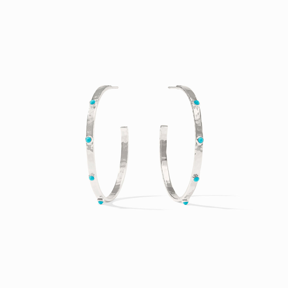 Julie Vos Sterling Crescent Stone Hoop, Turquoise Blue