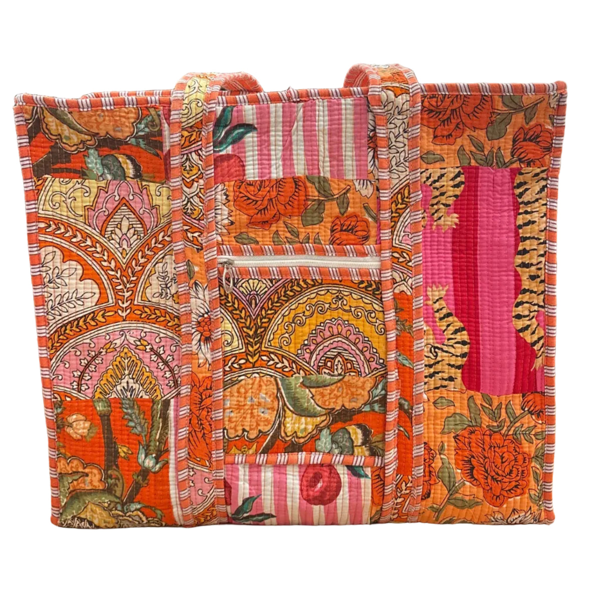 Zip Top Patchwork Tote