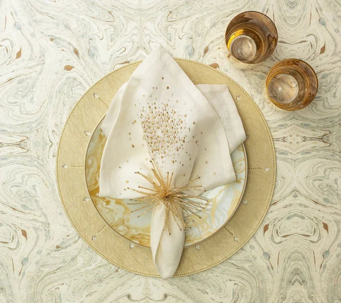Starburst Napkin in White, Gold & Silver