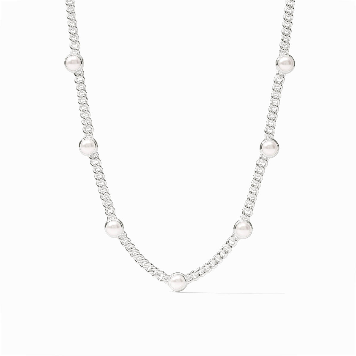 Julie Vos Sterling Dolce Delicate Station Necklace, Pearl