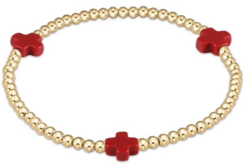 eGirl Color Signature Cross 3mm Gold Bead Bracelet