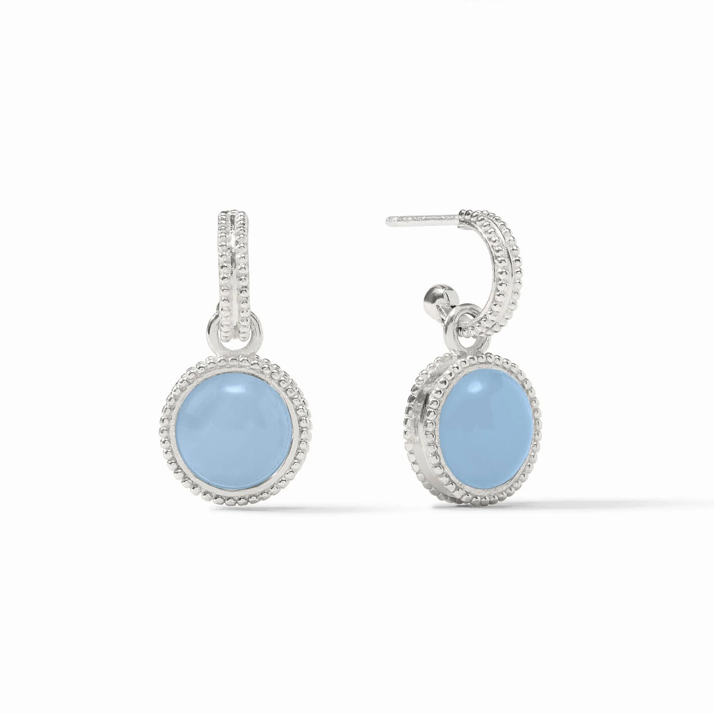 Fleur-de-Lis Stone Hoop and Charm Earring