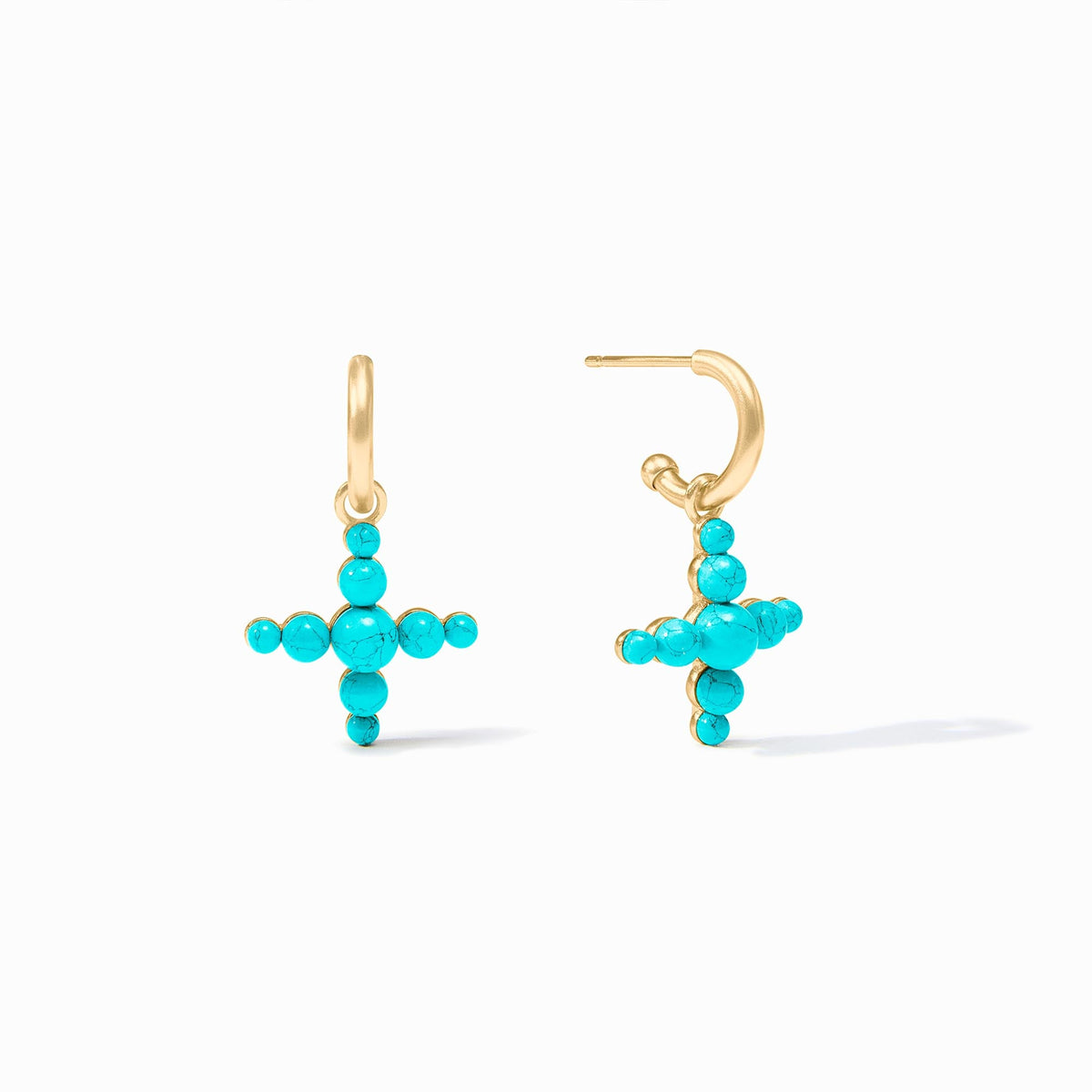 Julie Vos Gumdrop Cross Hoop & Charm Earring, Turquoise Blue