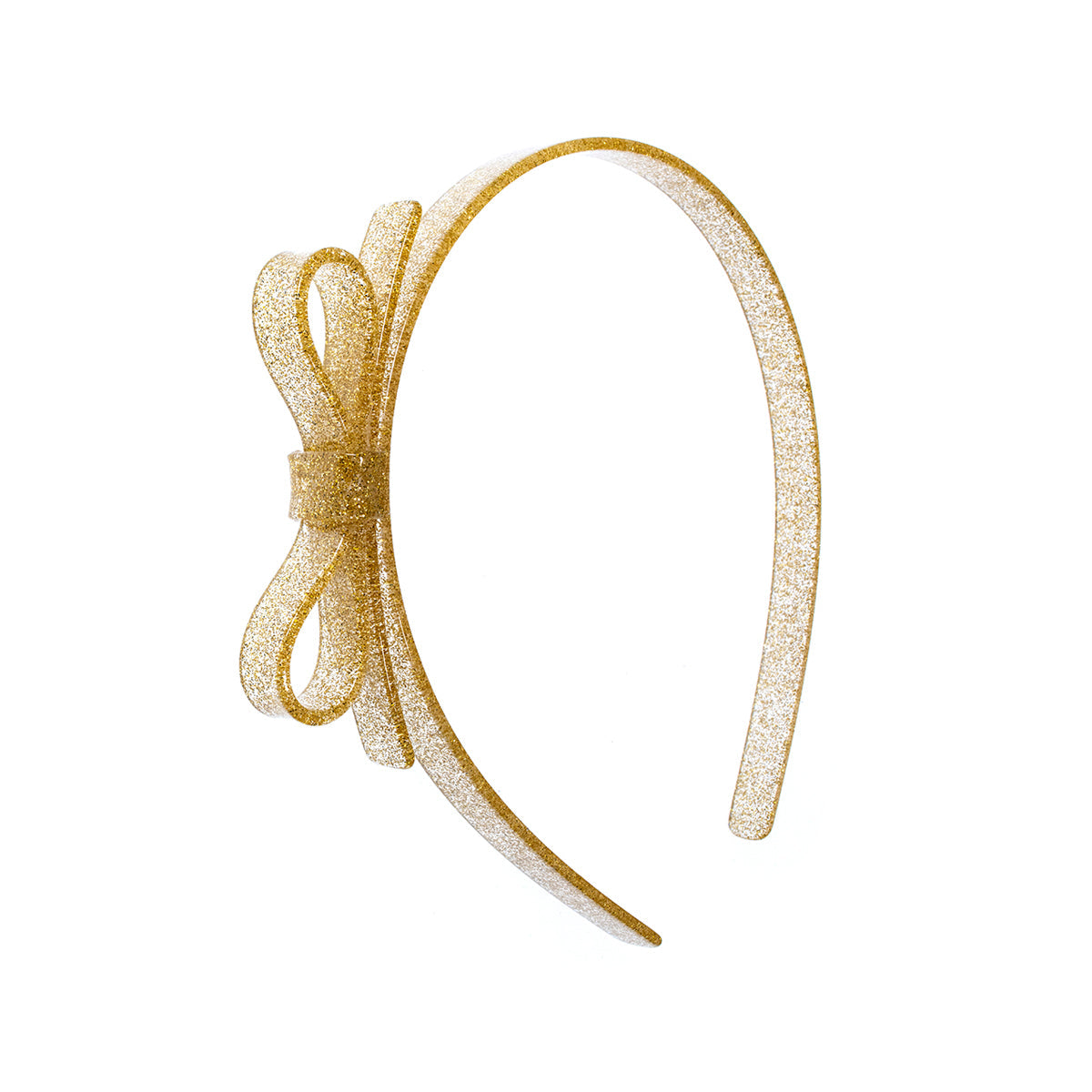 Lilies & Roses NY Thin Bow Glitter Gold Headband