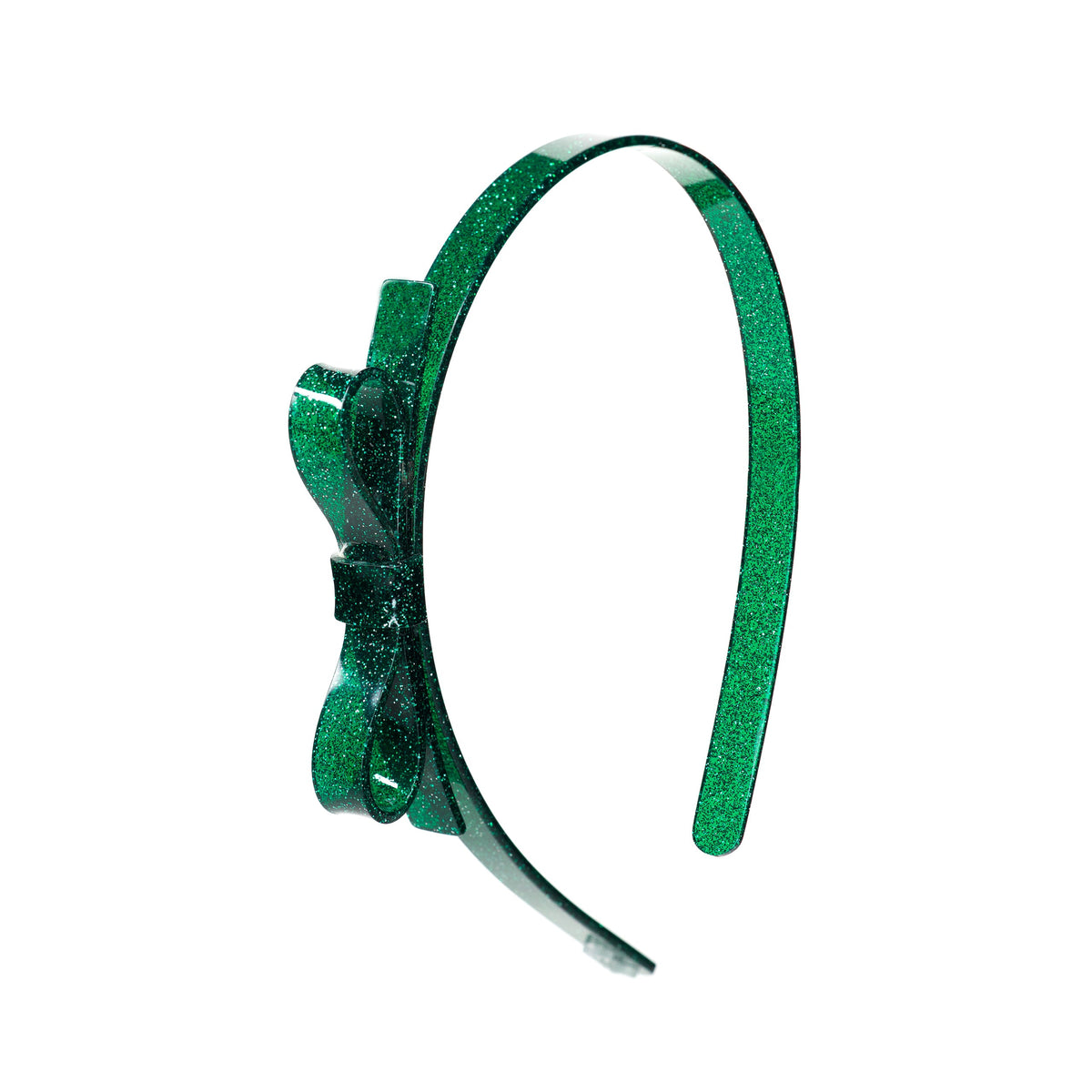 Lilies & Roses NY Thin Bow Glitter Green Headband