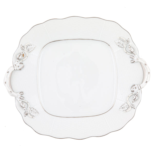 Platinum Edge Square Cake Plate with Handles