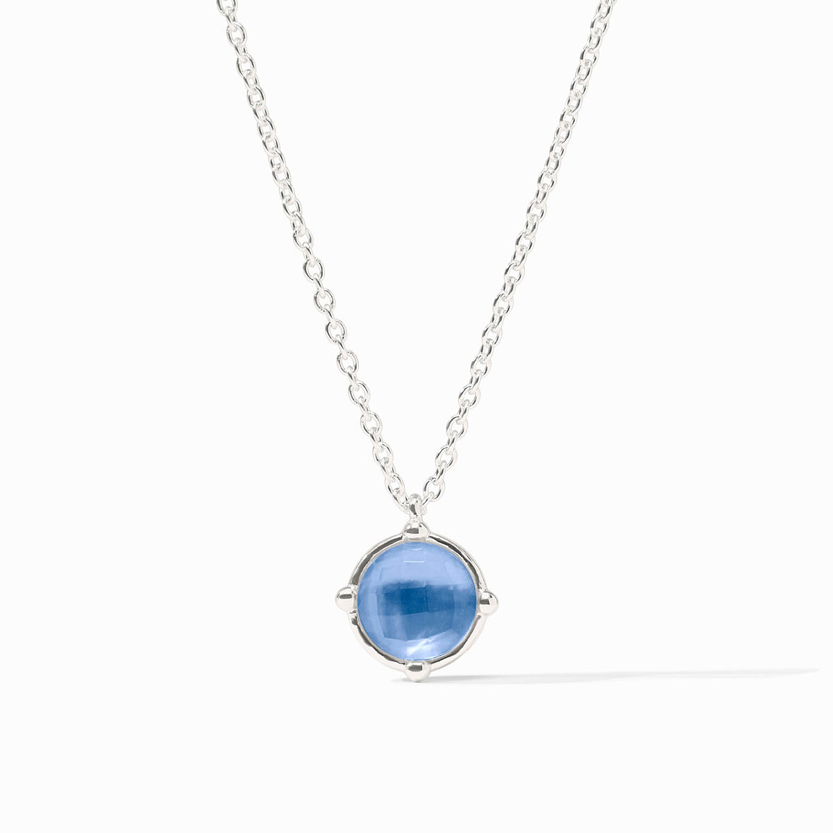 Julie Vos Sterling Honeybee Solitaire Necklace, Iridescent Chalcedony Blue