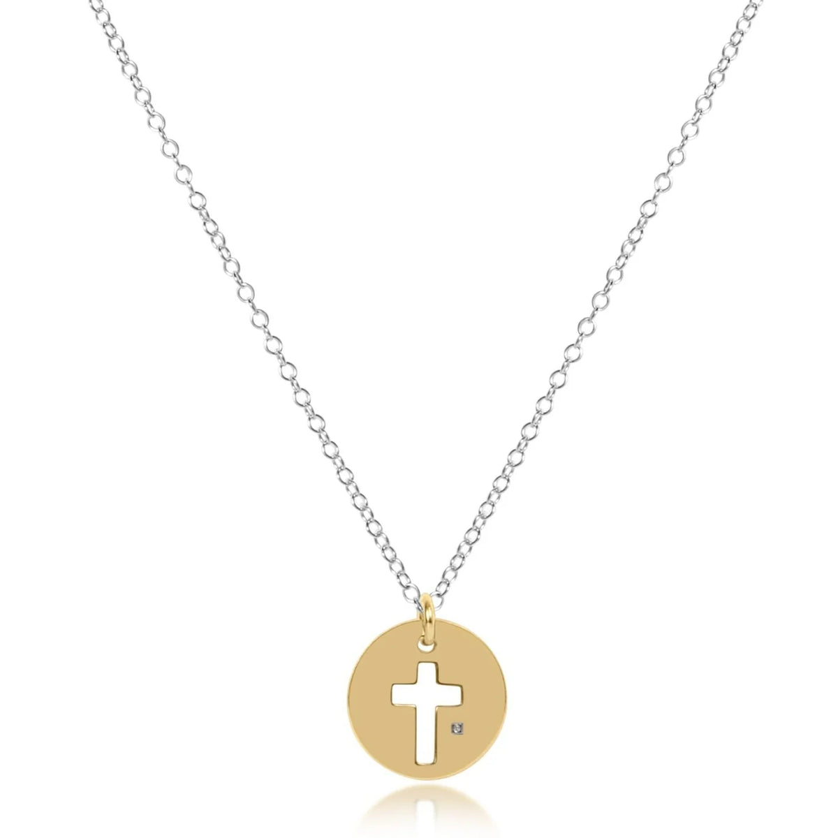 16 "Necklace Sterling Mixed Metal- Blessed Gold Disc
